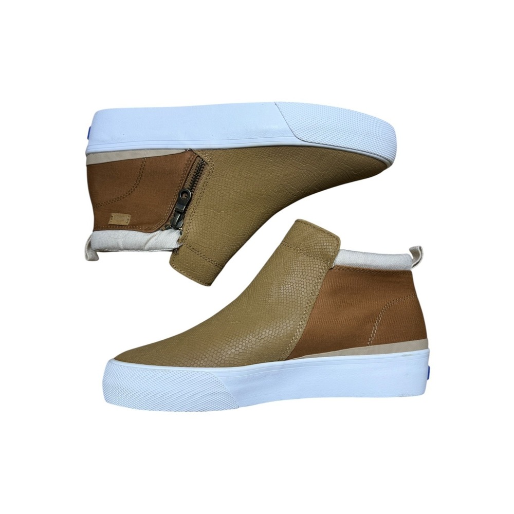 Keds Platform Sneakers Womens 9 Tan Brown Snakeskin Zip Mid Top NWOB Casual Shoe - Picture 4 of 10